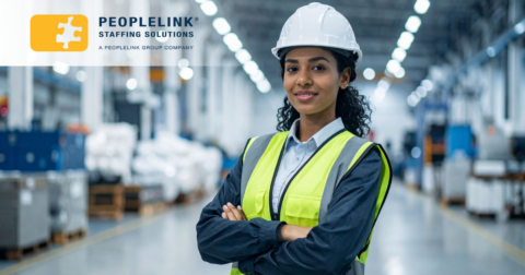 happy team member on warehouse floor